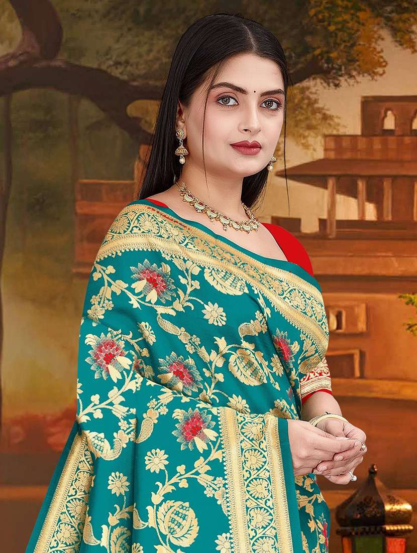 women self design banarasi saree with blouse - 22243643 -  Standard Image - 4