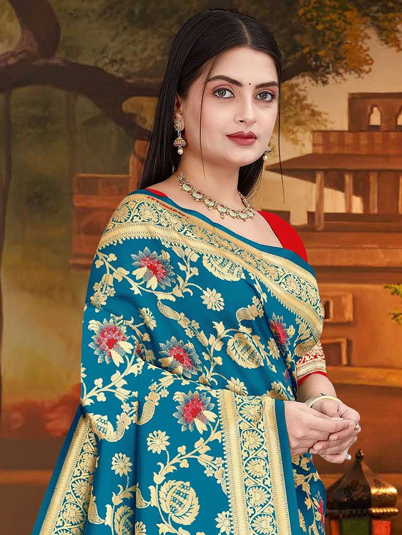 women self design banarasi saree with blouse - 22243645 -  Standard Image - 4