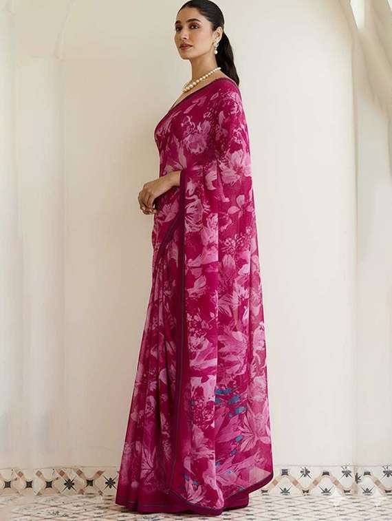 women floral printed saree with blouse - 22243660 -  Standard Image - 1