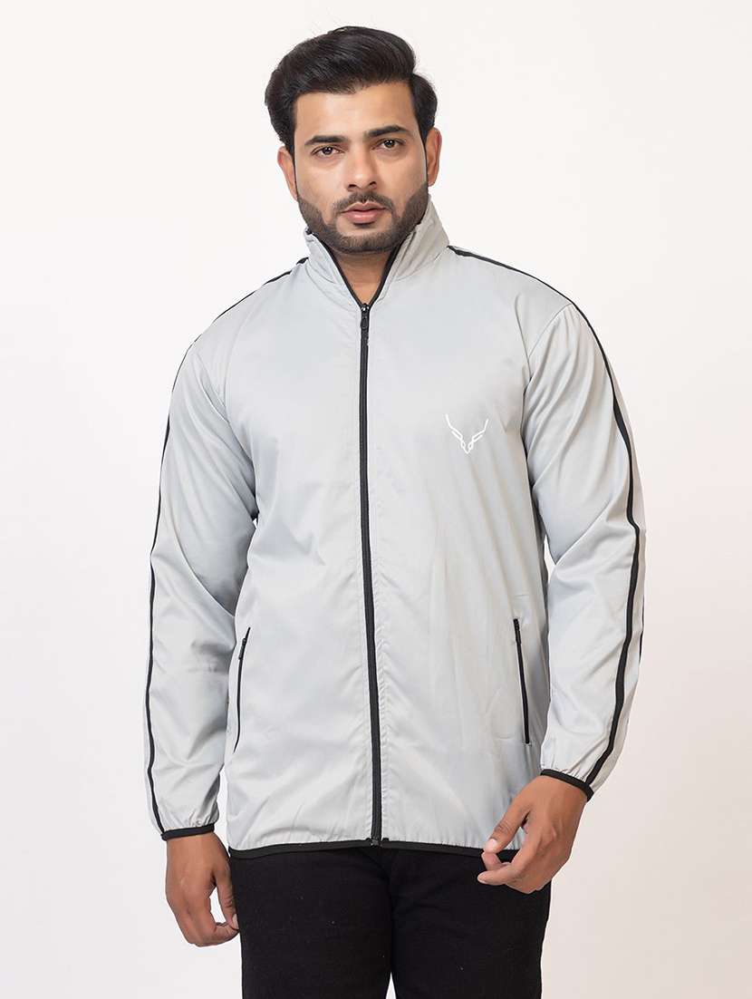 men side taped long sleeve regular fit casual jacket