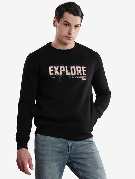 men typographic long sleeve regular fit sweatshirt - 22243986 -  Standard Image - 1