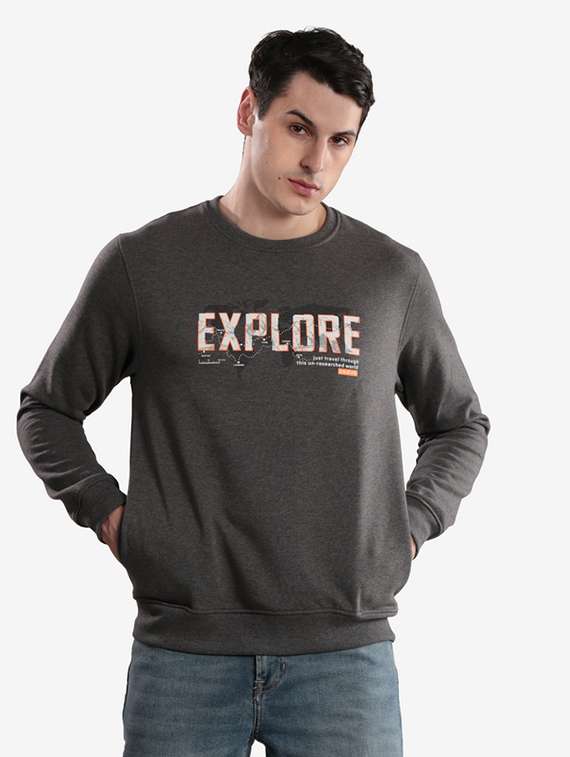 men typographic long sleeve regular fit sweatshirt - 22243988 -  Standard Image - 1