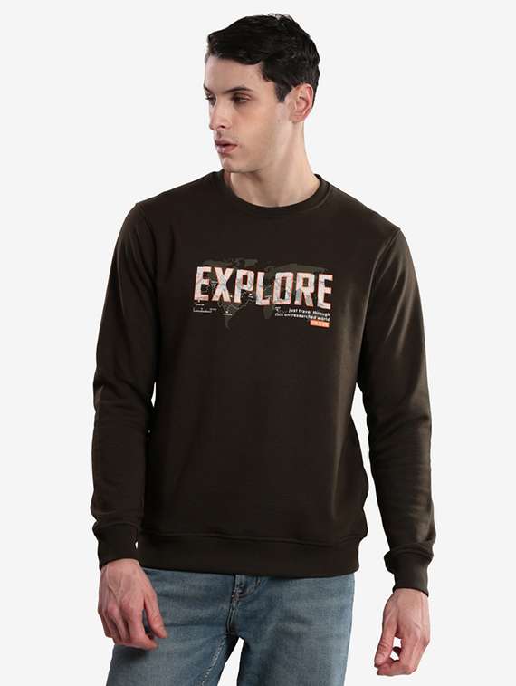 men typographic long sleeve regular fit sweatshirt - 22243989 -  Standard Image - 1