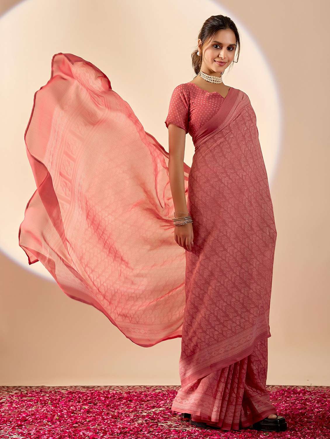 women printed ready to wear saree with blouse - 22243991 -  Standard Image - 1