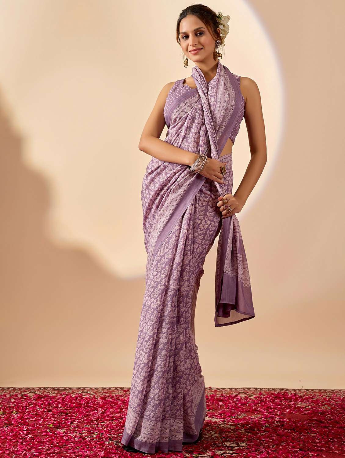 women printed ready to wear saree with blouse - 22243992 -  Standard Image - 1