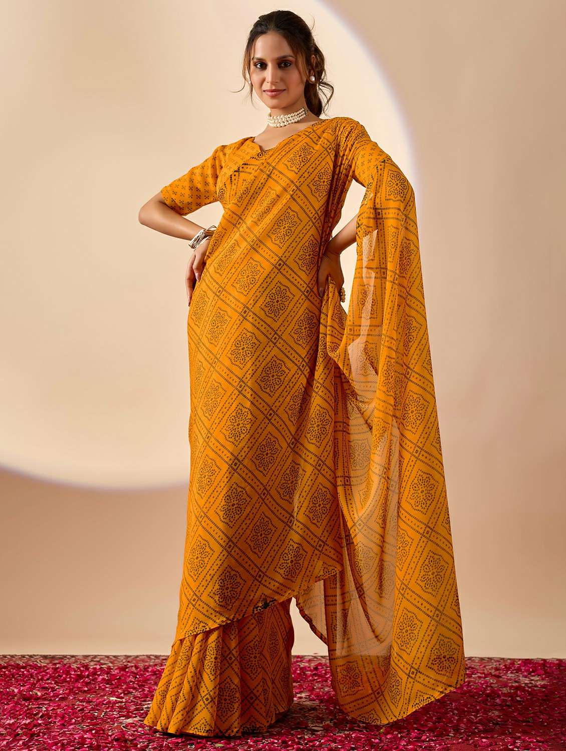 women bandhani ready to wear saree with blouse - 22243993 -  Standard Image - 1