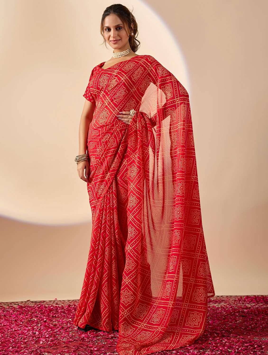 women bandhani ready to wear saree with blouse - 22243994 -  Standard Image - 1