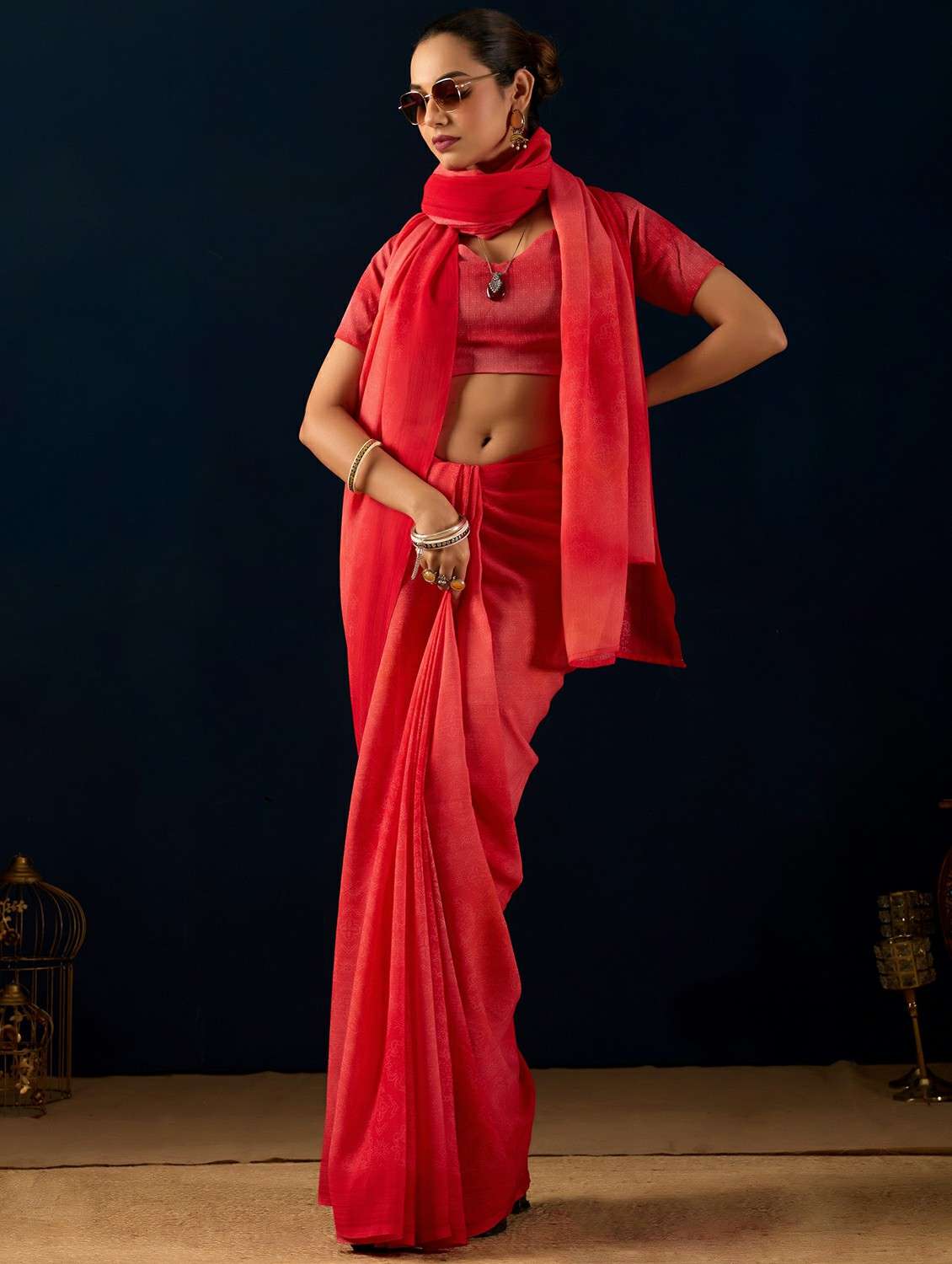 women bandhani ready to wear saree with blouse - 22243995 -  Standard Image - 1