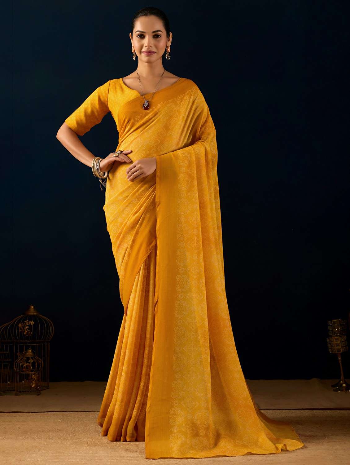 women bandhani ready to wear saree with blouse