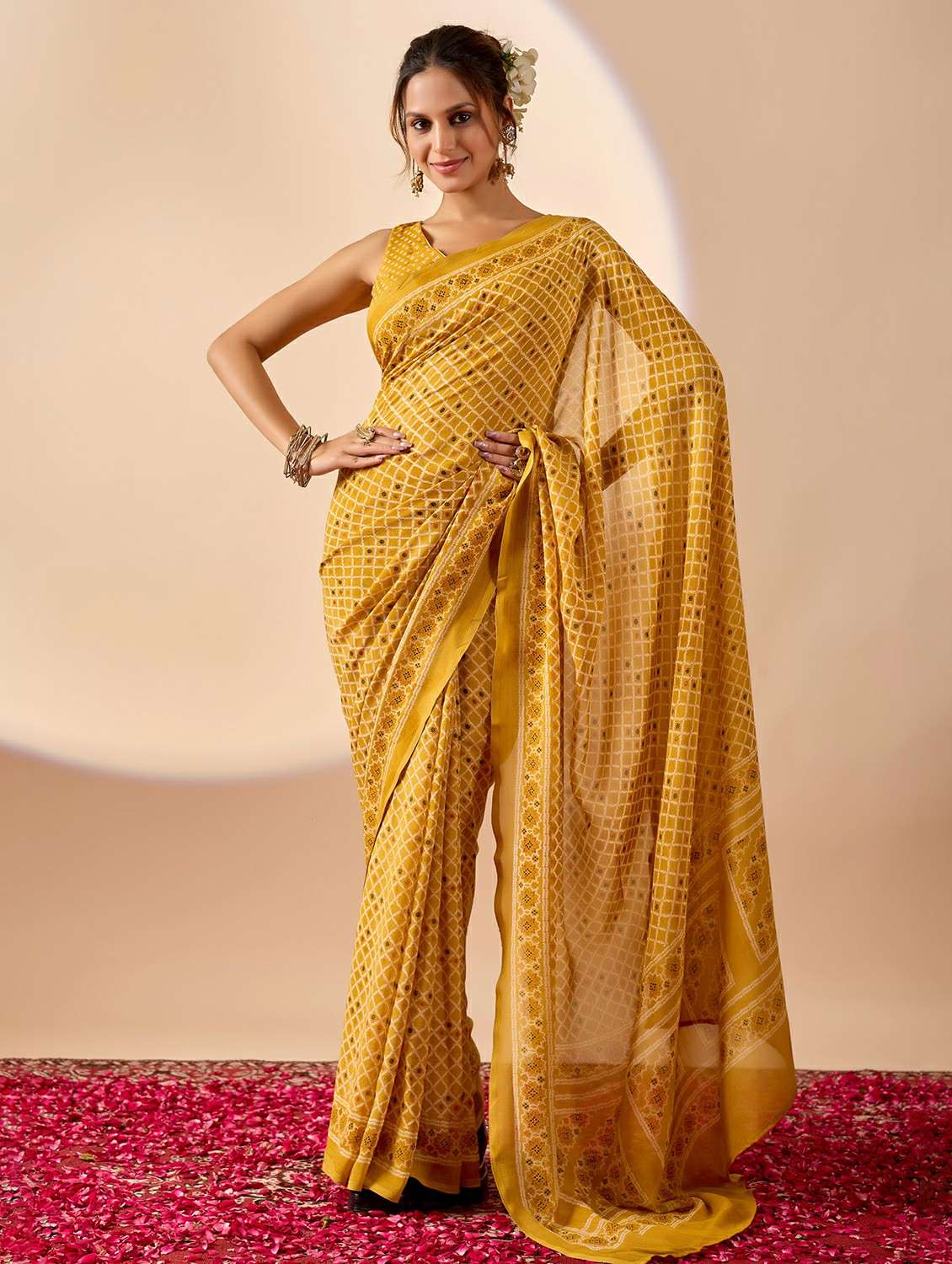 women printed ready to wear saree with blouse - 22243998 -  Standard Image - 1