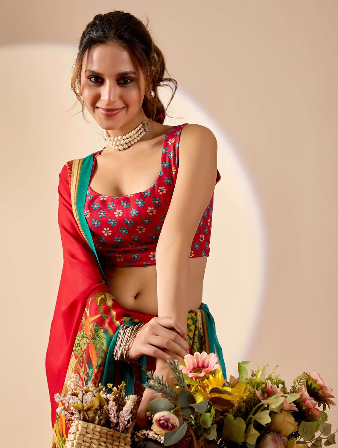 women printed ready to wear saree with blouse - 22244001 -  Standard Image - 4