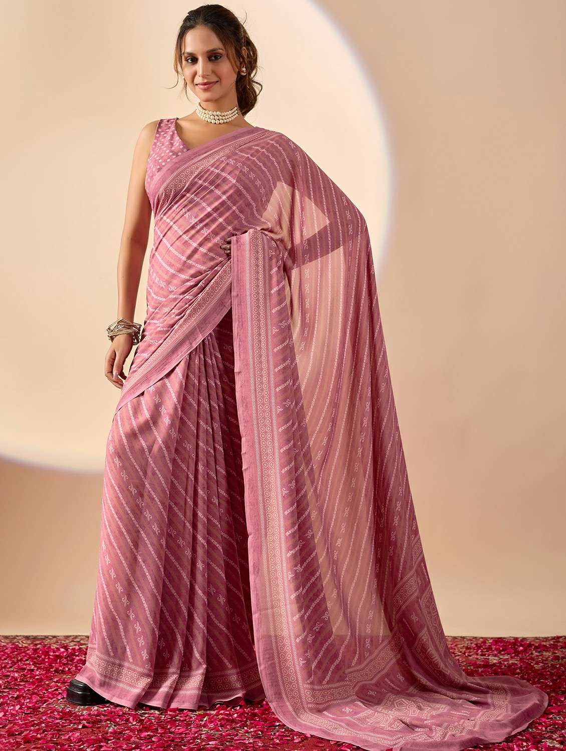 women printed ready to wear saree with blouse - 22244003 -  Standard Image - 1