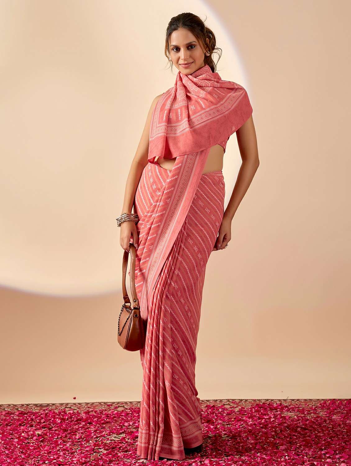 women printed ready to wear saree with blouse - 22244004 -  Standard Image - 1