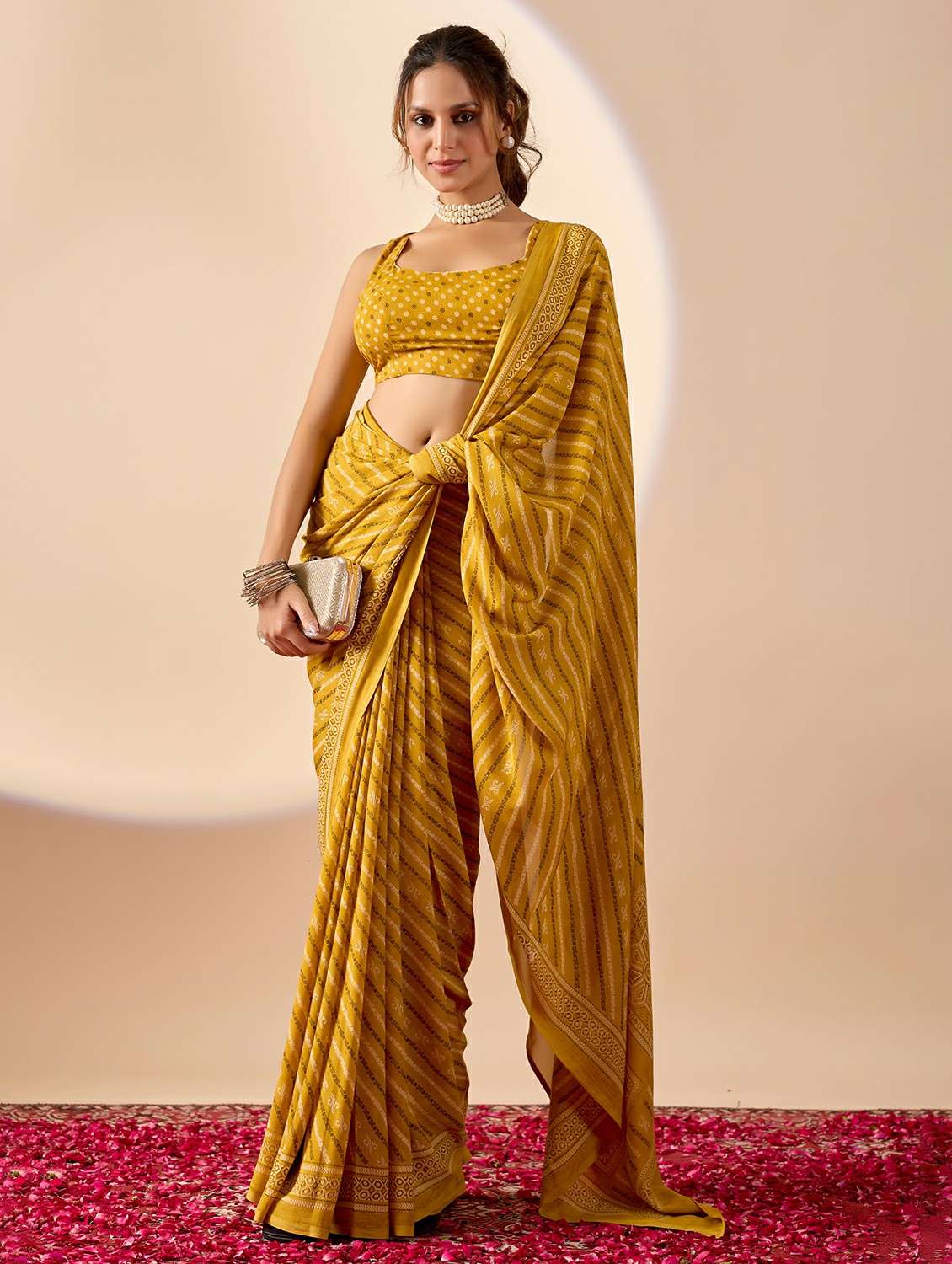 women printed ready to wear saree with blouse - 22244005 -  Standard Image - 1
