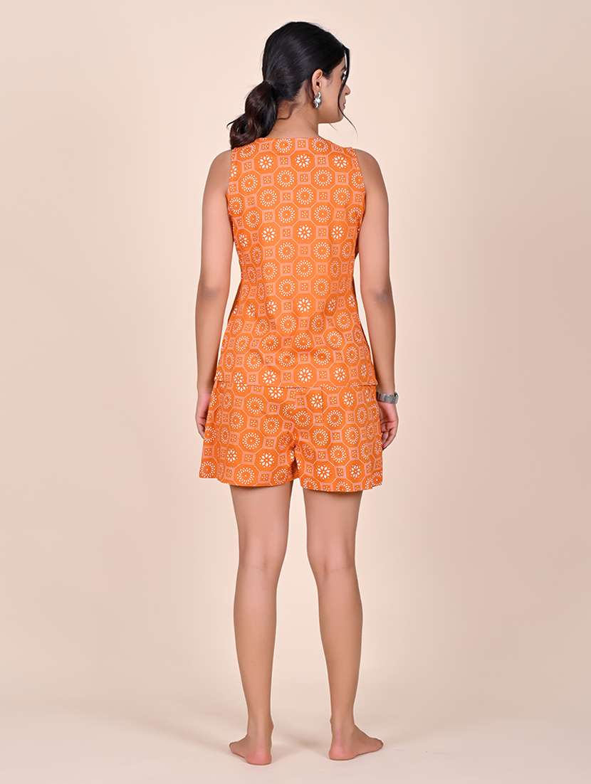 women printed sleeveless nightwear short set - 22244020 -  Standard Image - 1