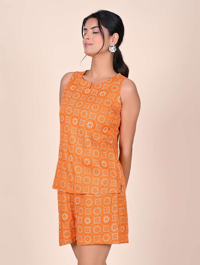 women printed sleeveless nightwear short set - 22244020 -  Standard Image - 4