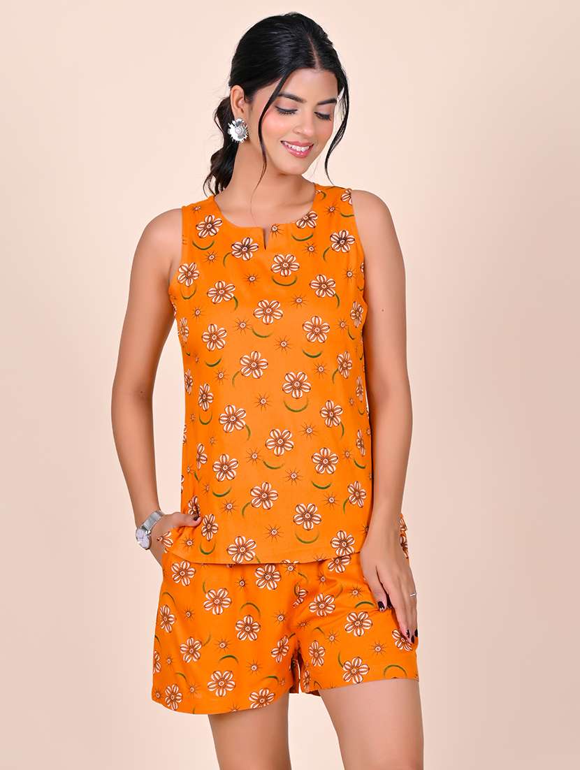 women printed sleeveless nightwear short set - 22244026 -  Standard Image - 4