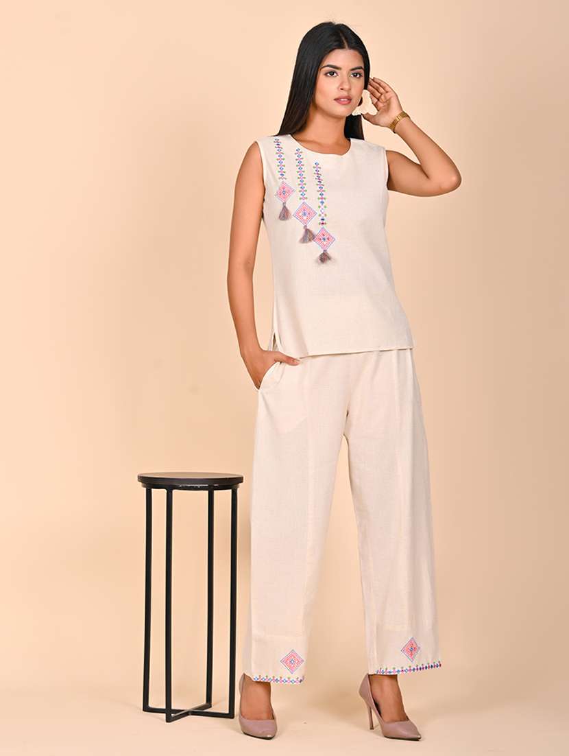 women embroidered top and trouser co-ord set - 22244027 -  Standard Image - 1