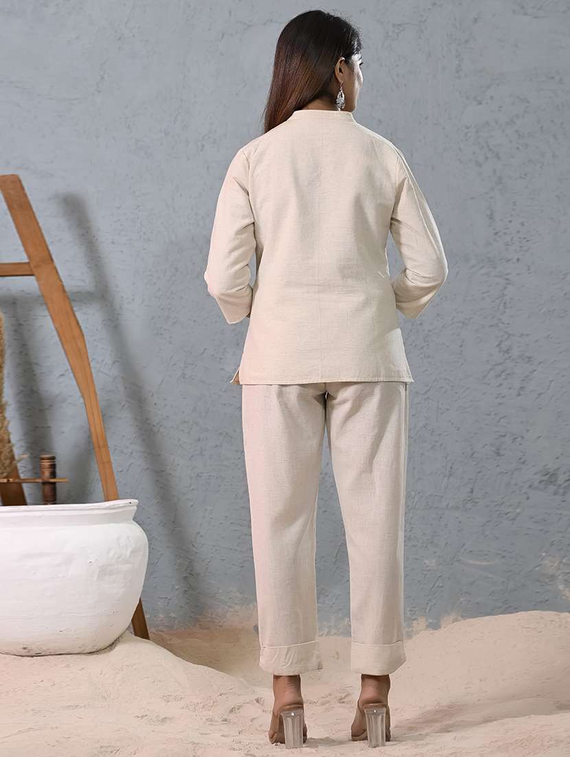 women solid top and trouser co-ord set - 22244028 -  Standard Image - 4