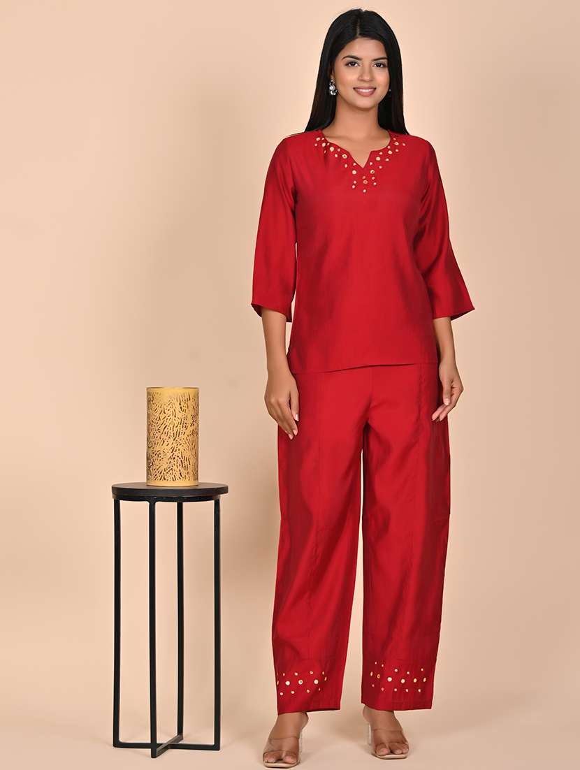 women embellished top and trouser co-ord set