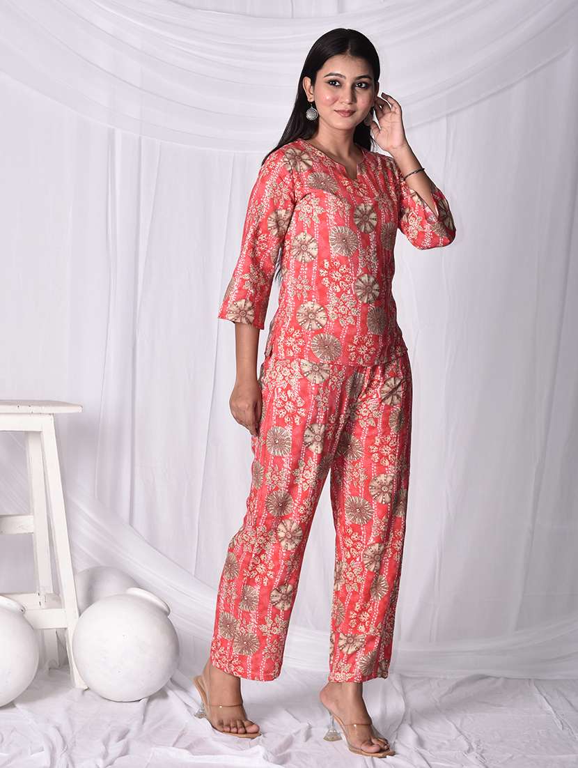 women printed top and trouser co-ord set - 22244033 -  Standard Image - 1