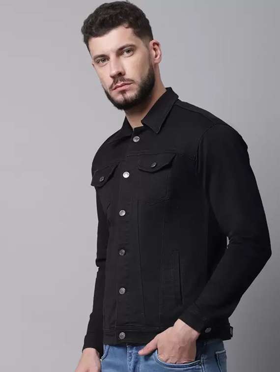 men solid long sleeve regualr fit denim jacket - 22244041 -  Standard Image - 1