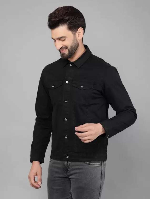 men solid long sleeve denim jacket - 22244074 -  Standard Image - 1