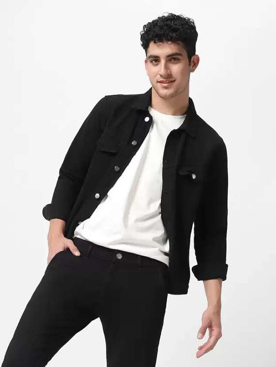 men solid long sleeve denim jacket - 22244080 -  Standard Image - 1