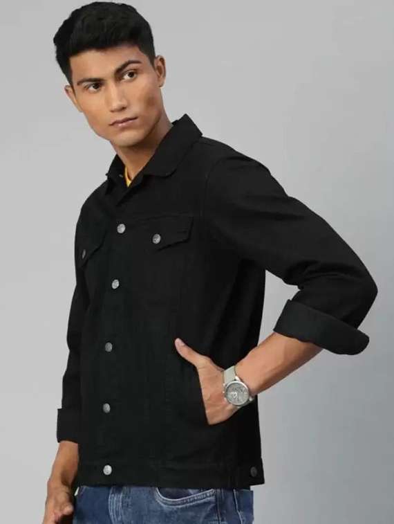 men solid long sleeve denim jacket - 22244084 -  Standard Image - 1