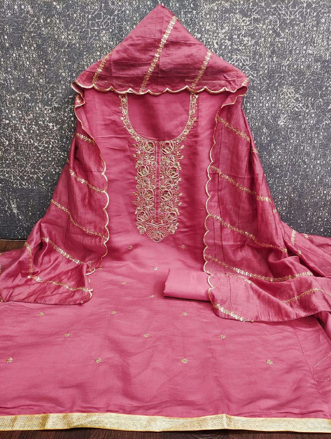 women solid with work unstitched suit set - 22244132 -  Standard Image - 1