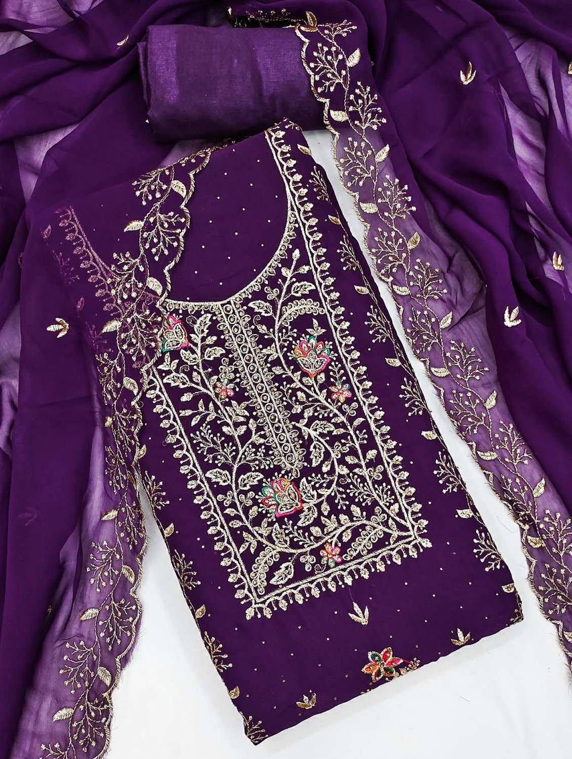 women solid with work unstitched suit set - 22244146 -  Standard Image - 1