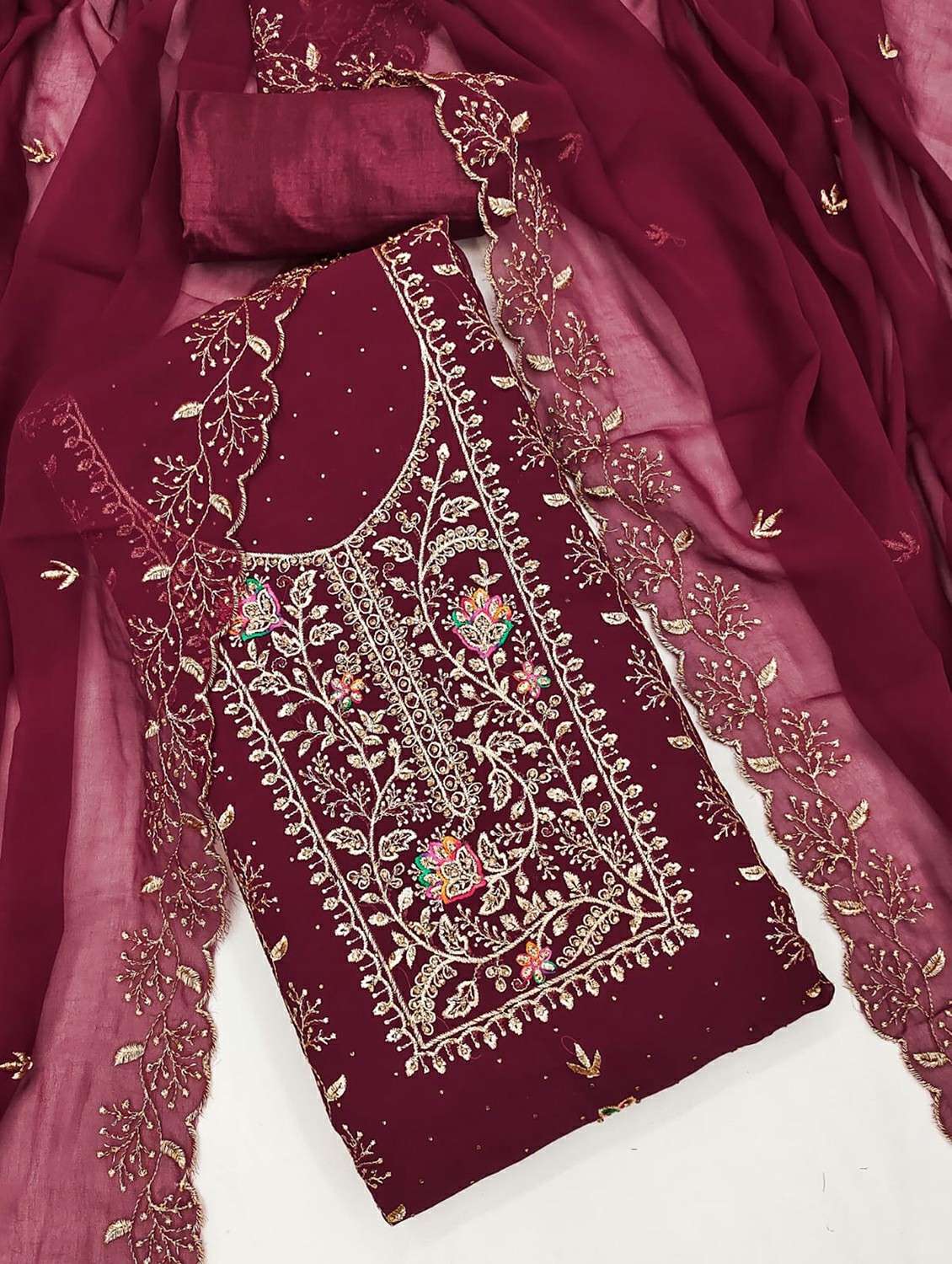 women solid with work unstitched suit set - 22244149 -  Standard Image - 1