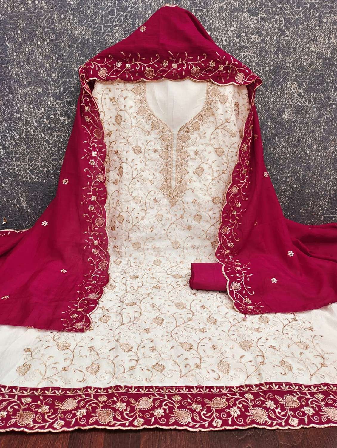 women solid with work unstitched suit set - 22244188 -  Standard Image - 1