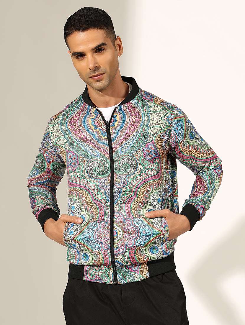 men printed long sleeve regular fit casual jacket - 22244194 -  Standard Image - 1
