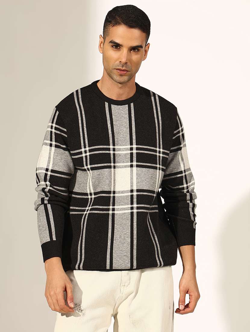 men checkered long sleeve regualr fit pullover - 22244196 -  Standard Image - 1