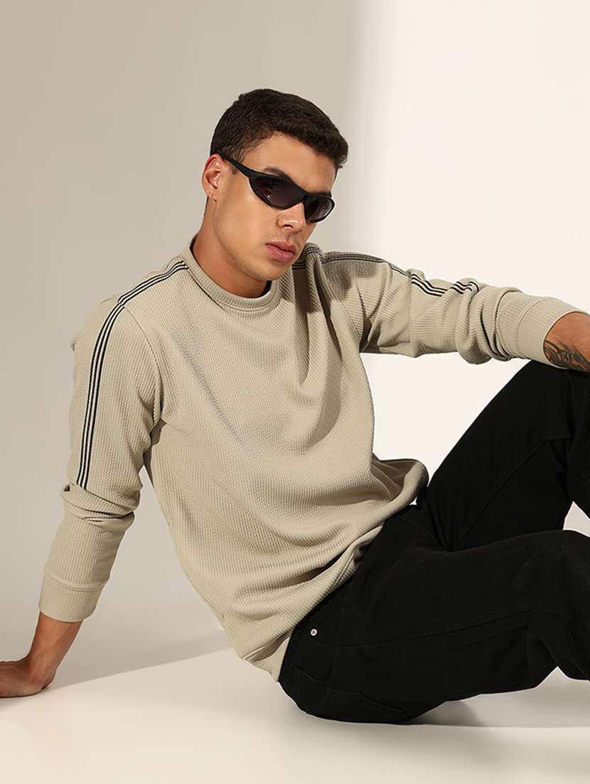 men self design long sleeve regular fit sweatshirt