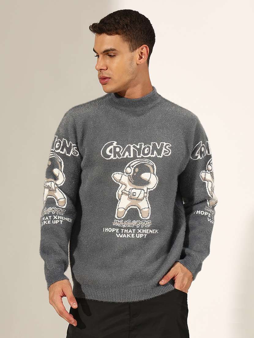 men self design long sleeve regular fit pullover  - 22244208 -  Standard Image - 1