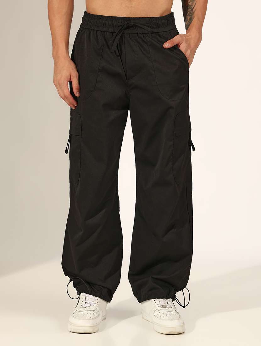 men solid mid rise parachute trouser - 22244230 -  Standard Image - 1