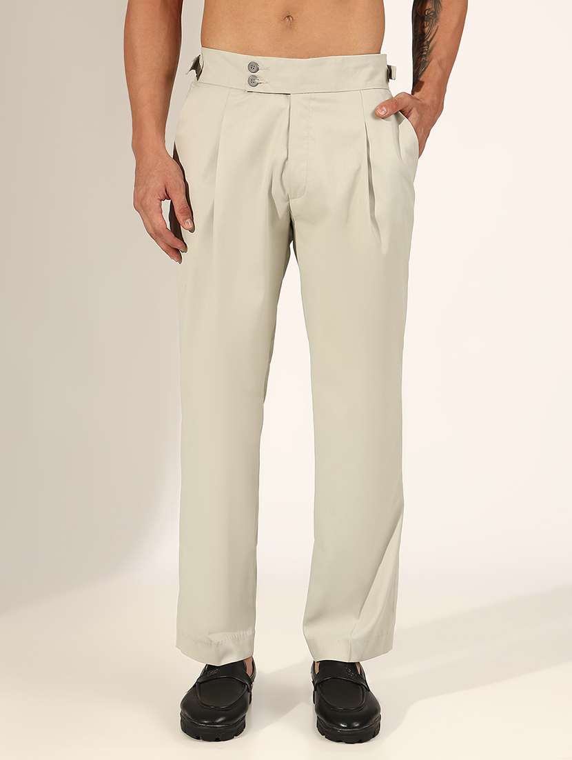 men solid mid rise straight chino trouser - 22244232 -  Standard Image - 1