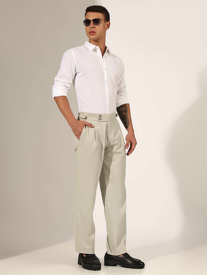 men solid mid rise straight chino trouser - 22244232 -  Standard Image - 4