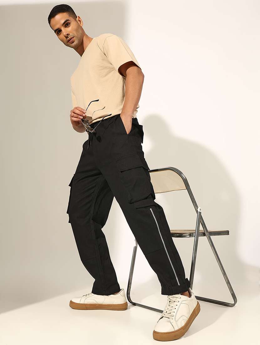 men solid mid rise relaxed fit cargo - 22244239 -  Standard Image - 4