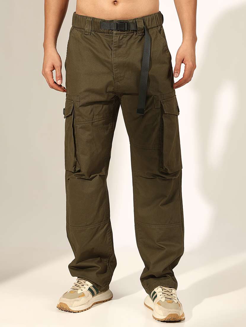 men solid mid rise relaxed fit cargo - 22244240 -  Standard Image - 1