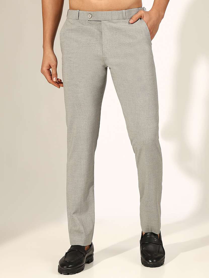 men solid low rise formal trouser - 22244244 -  Standard Image - 1