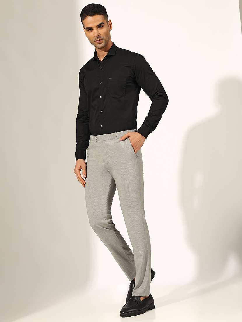 men solid low rise formal trouser - 22244244 -  Standard Image - 4