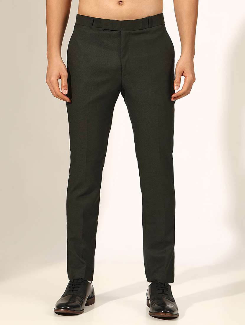 men solid low rise formal trouser - 22244245 -  Standard Image - 1