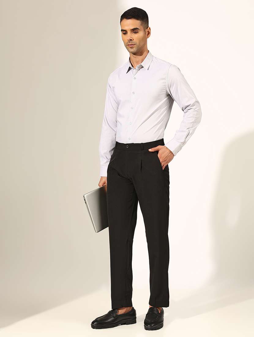 men solid low rise formal trouser - 22244246 -  Standard Image - 4
