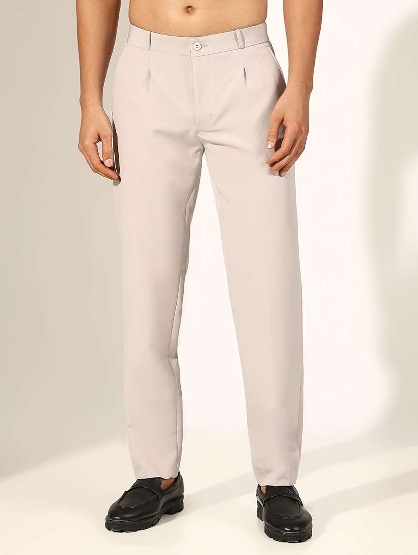 men solid low rise formal trouser - 22244247 -  Standard Image - 1