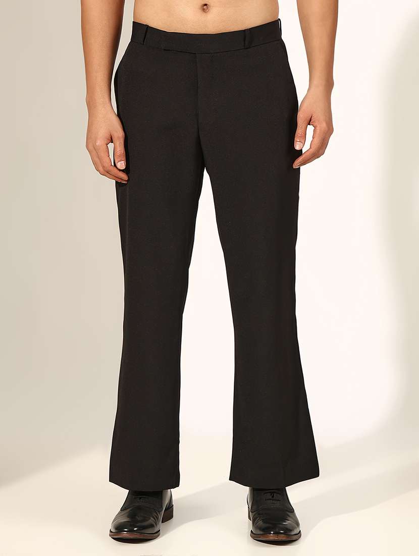 men solid low rise bootcut trouser - 22244248 -  Standard Image - 1