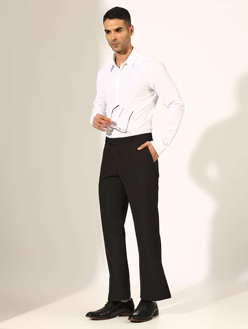 men solid low rise bootcut trouser - 22244248 -  Standard Image - 4
