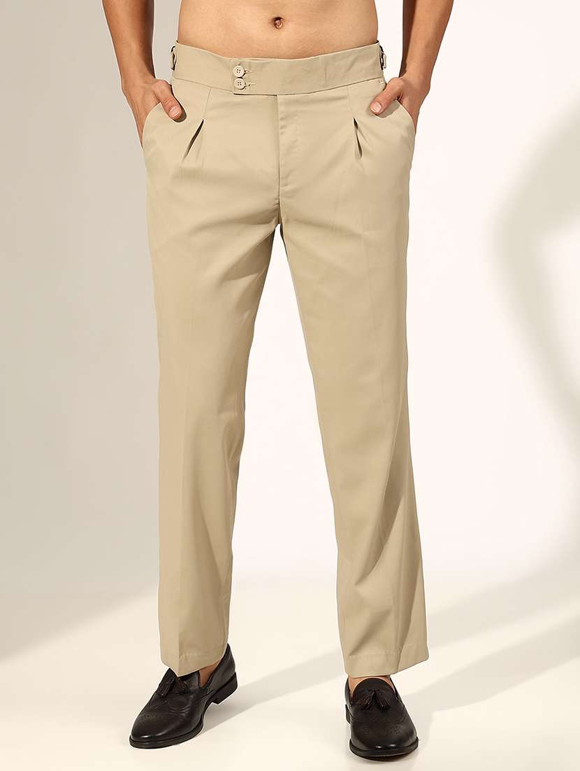 men solid low rise formal trouser - 22244249 -  Standard Image - 1